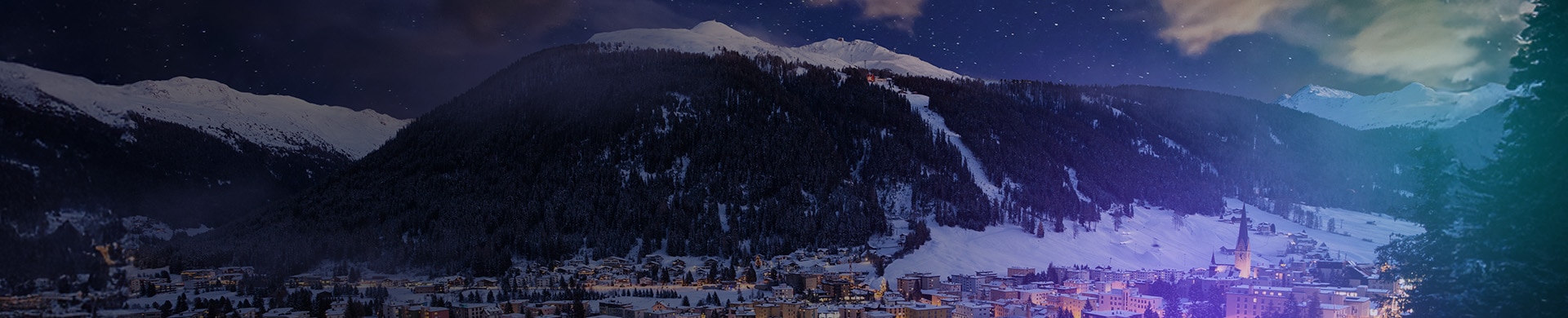The snowy mountain background in Davos, Switzerland