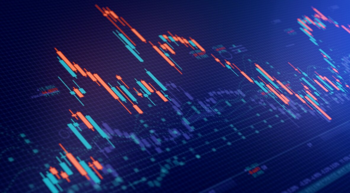 Financial data and stock market graph.