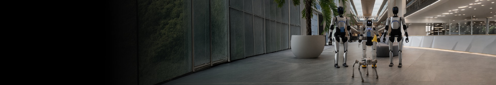 AGIBOT A2, X2, D1 model stand image at Arm Headquarter in Cambridge