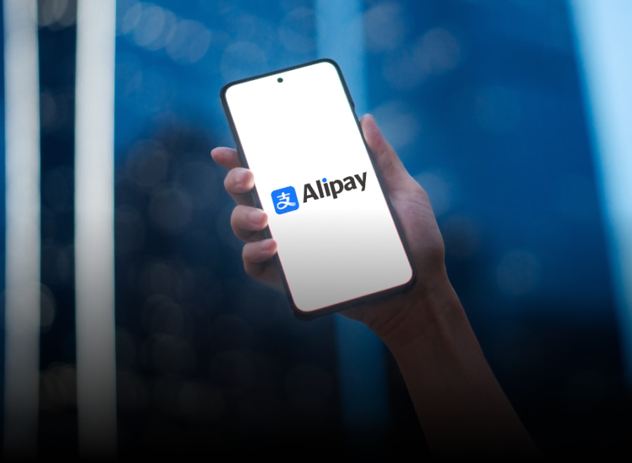 A mobile device display Alipay logo