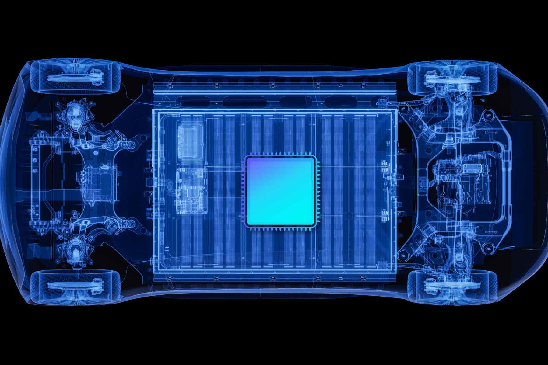 ASRA Technologies Used - Vertical chasis view with neon blue outline