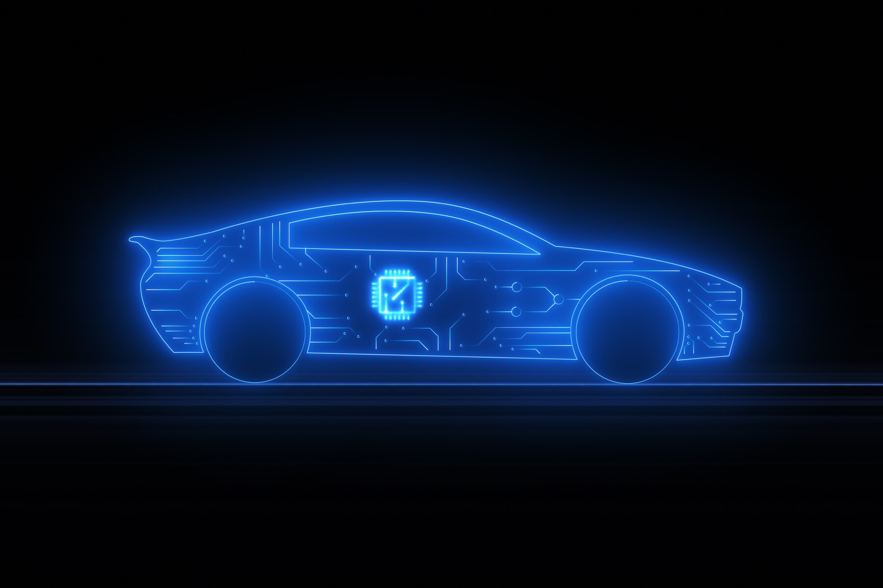 AI chip ECU inside the vehicle graphic