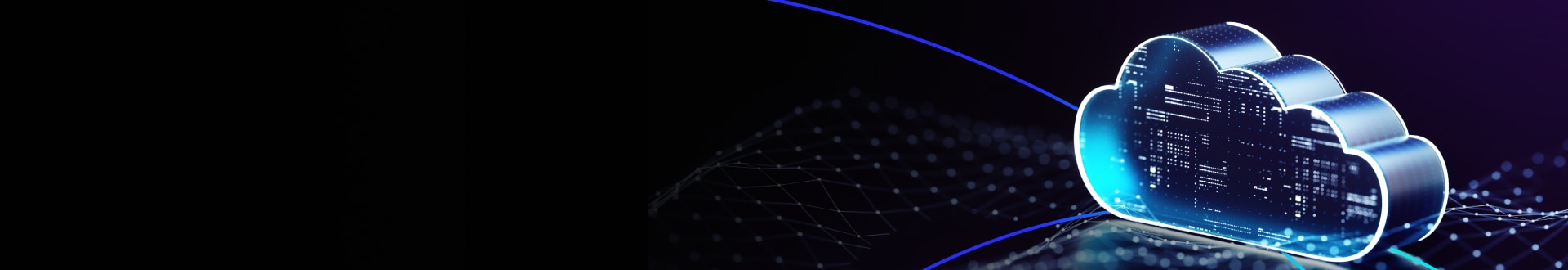 Digital cloud icon on a networked, dark background.