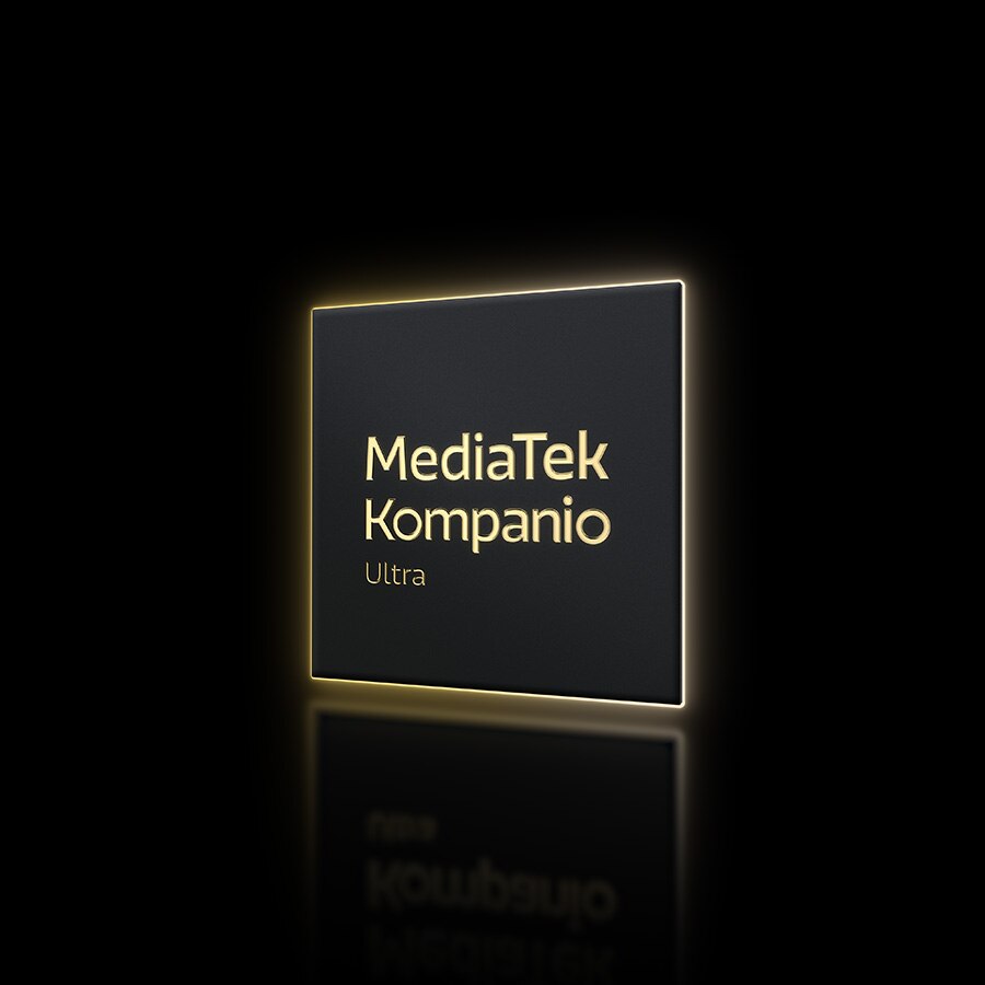 MediaTek Kompanio Ultra chip with sleek black and gold design.