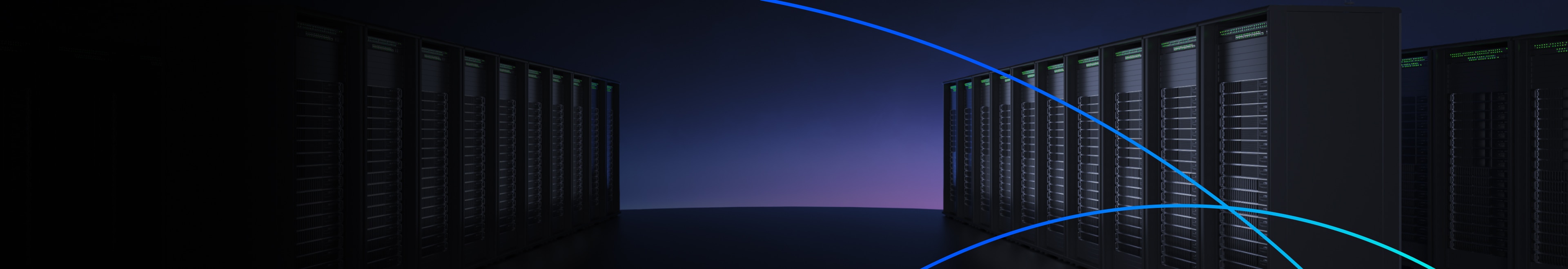 Rows of server racks in a modern cloud data center.