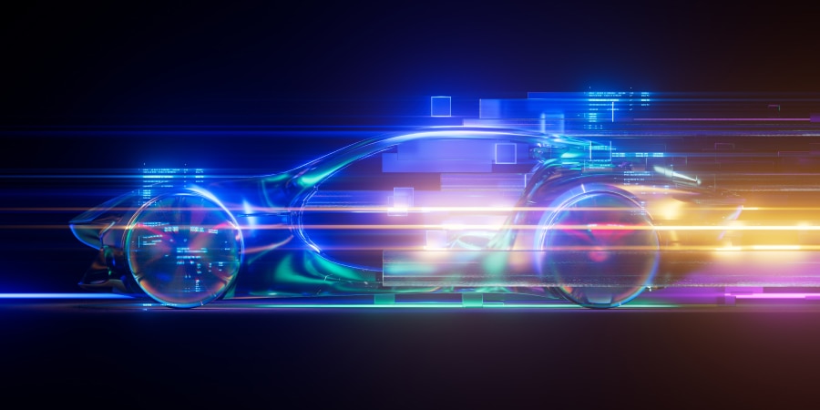 Digital vehicle graphic representing centralized compute.