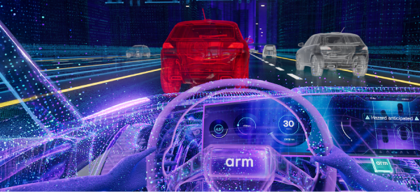 Automotive AI digital cockpit with arm logo on the handler