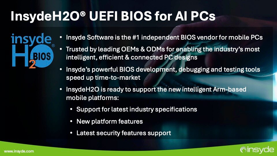 InsydeH2O® UEFI Firmware for Arm-powered AI PCs