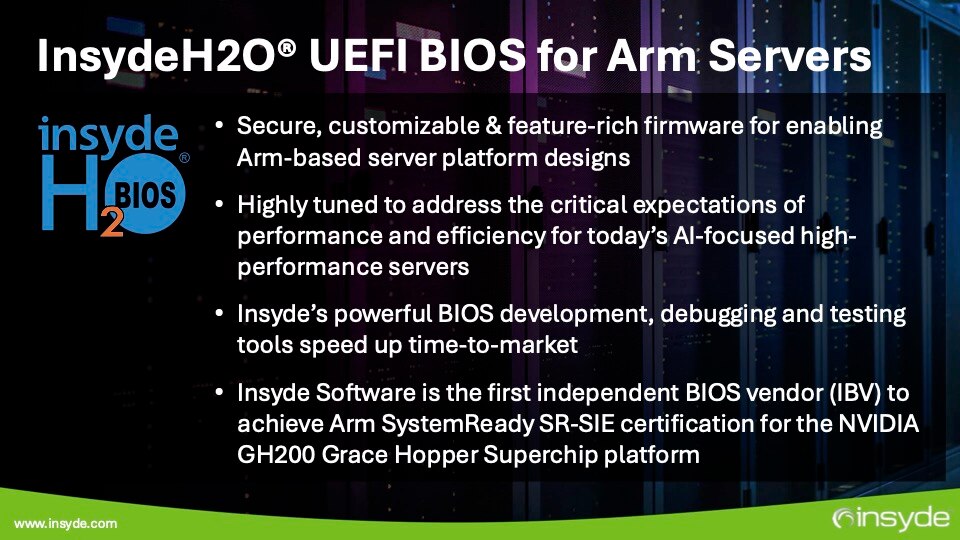 InsydeH2O UEFI Firmware for Arm-powered Servers